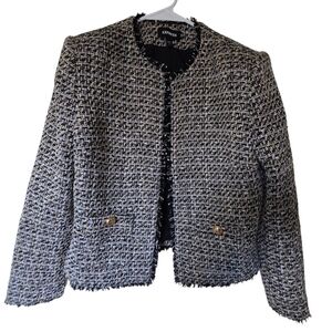 Express Plaid Raw Hem Open Front Blazer Size M EUC